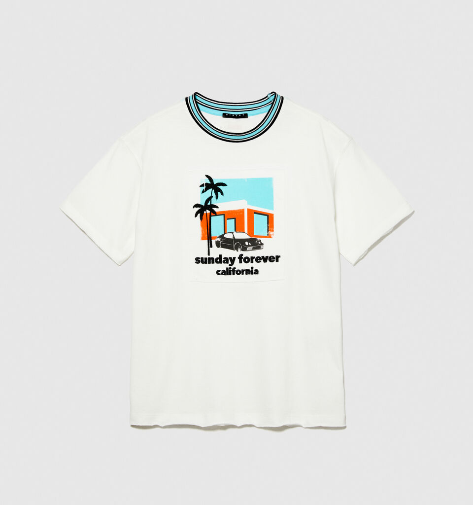 T-shirt with embroidered print - boys' short sleeve t-shirts - White | Sisley Young image number 1